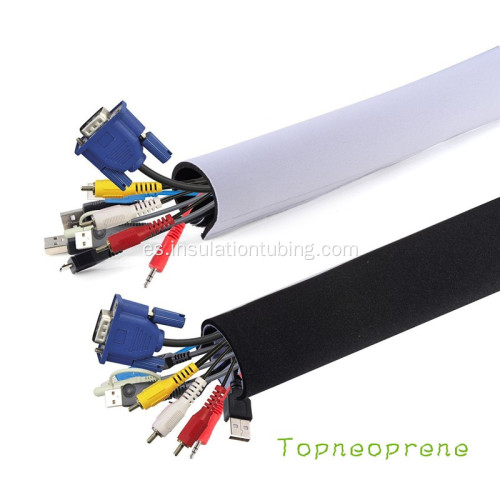 Manga de gestión de cable reversible de neopreno negro blanco